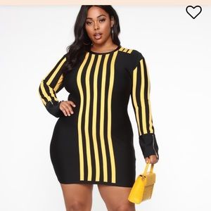 NEW Black & Yellow Bodycon Dress! FASHION NOVA 2X